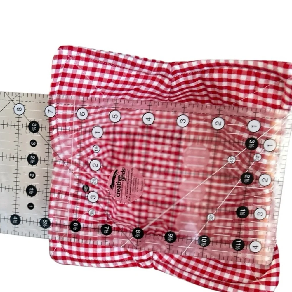 Hand Crafted Red Gingham Microwave Bowl Cozy 100% Cotton